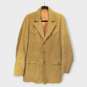Mens Vintage Pioneer Wear Western Camel Tone Corduroy 3 Button Jacket Coat  42L